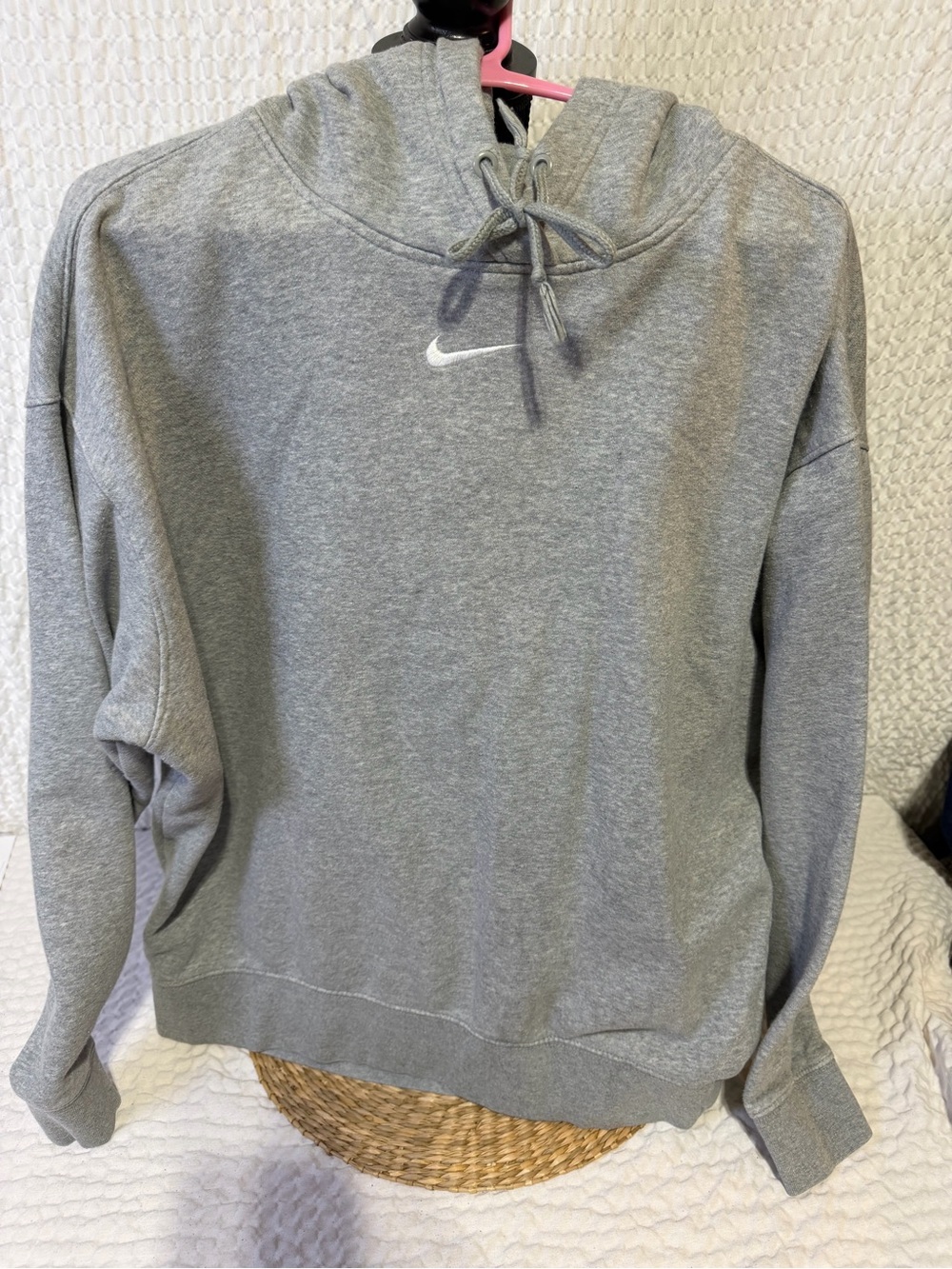Nike Gray Pullover Hoodie with White Swoosh